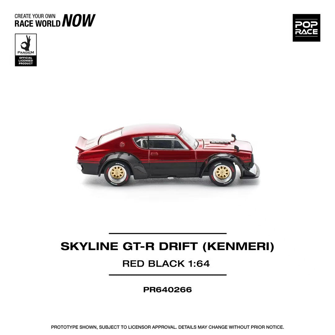 Pop Race 1:64 KPGC110 KENMERI - RED/BLACK PR640266 (Preorder)