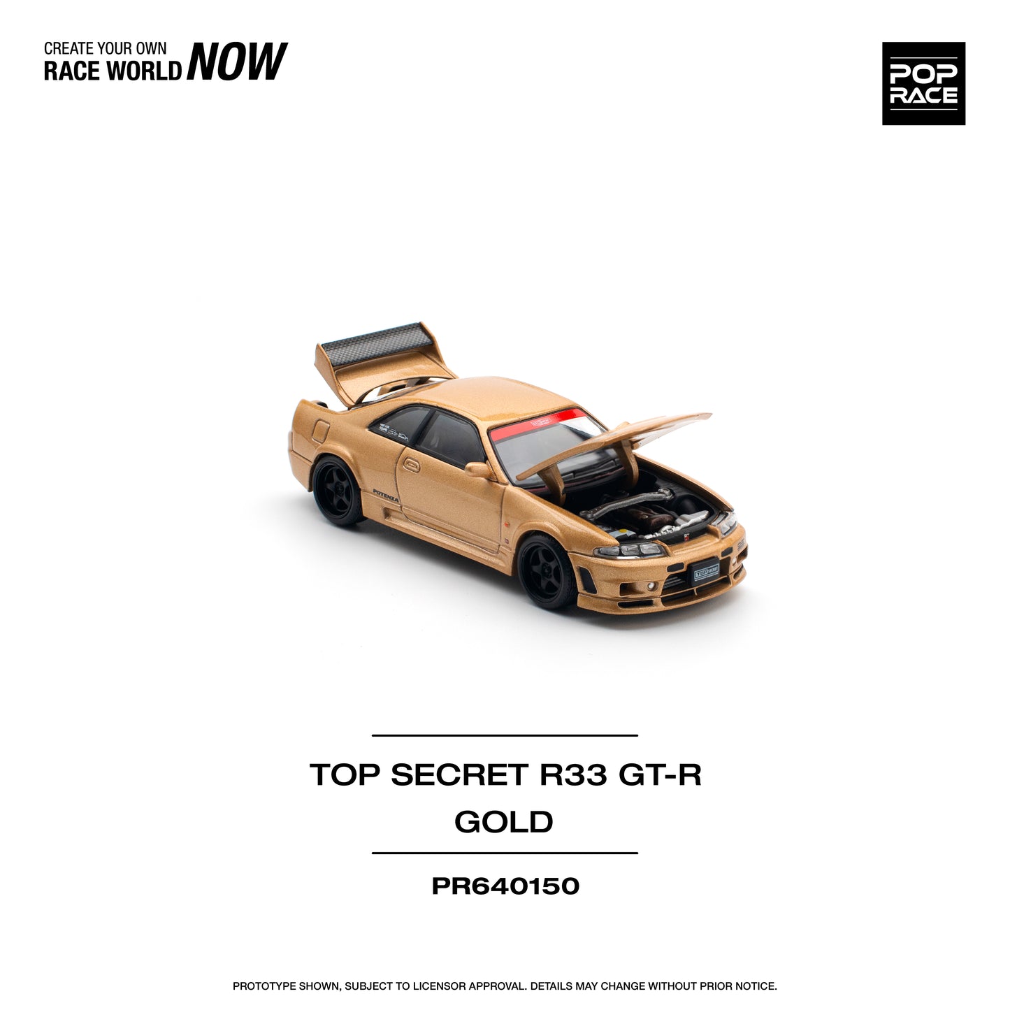 Pop Race 1:64 Top Secret GT-R R33 - Gold (Preorder)