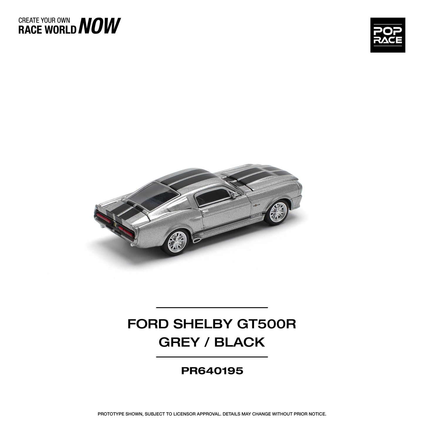 Pop Race 1:64 1967 Shelby Mustang GT500 Grey/Black (Preorder)