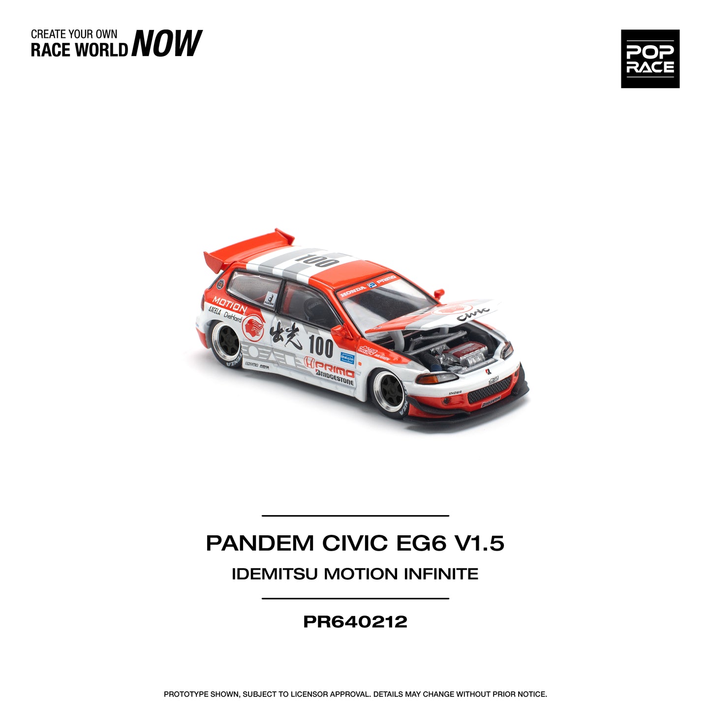 Pop Race 1:64 Pandem Civic EG6 V1.5 Idemitsu Motion Infinite PR640212