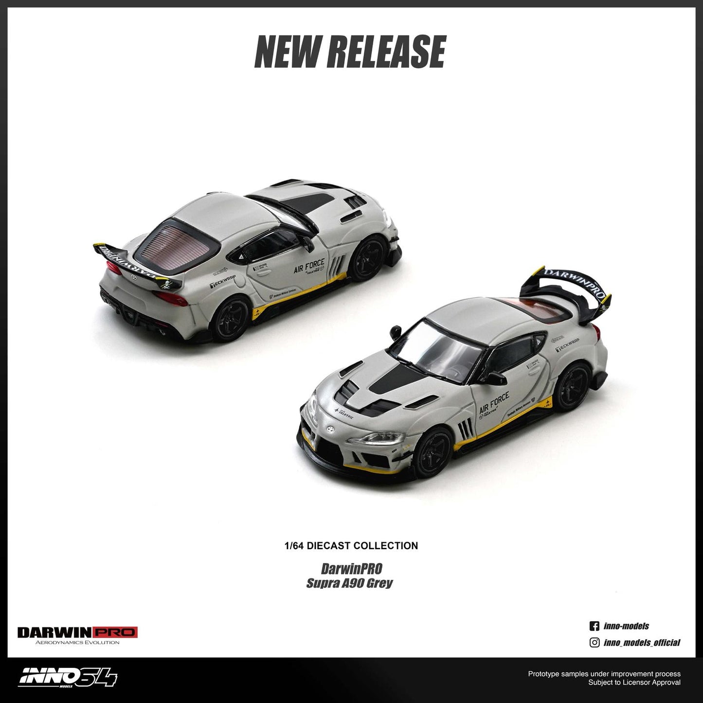 Two model cars on a white background with 'New Release' text and Darwin Pro branding.