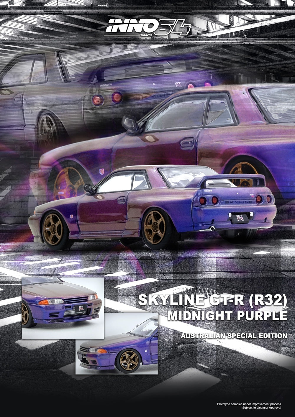 Inno64 1/64 SKYLINE GT-R (R32) Midnight Purple Australia Special Edition Limited Edition IN64-R32-MP