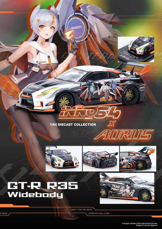 Inno64 1/64 GT-R R35 WIDEBODY AORUS X INNO64 Limited Edition IN64-R35LB-AORUS Diecast