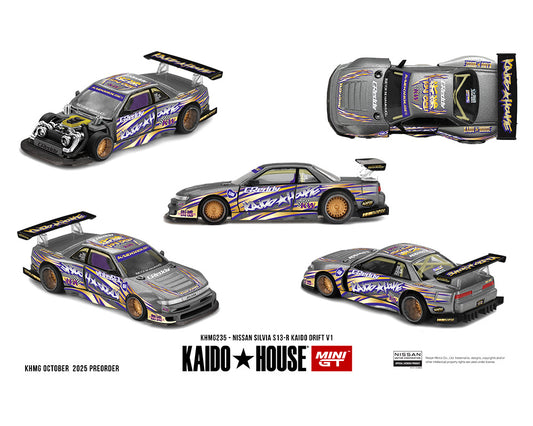 Kaido House Nissan Silvia S13-R Kaido Drift V1 Greddy – Gunmetal Gray KHMG235 Diecast