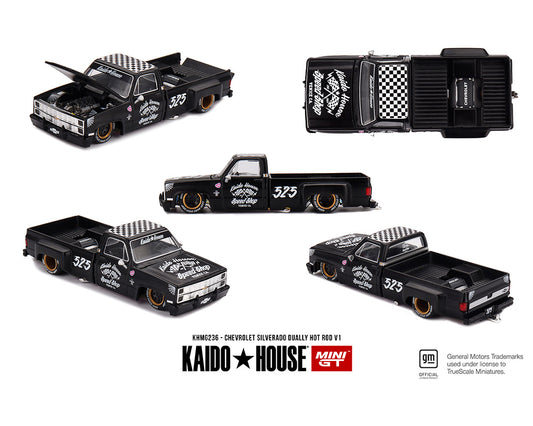 Kaido House Chevrolet Silverado Dually Hot Rod V1 – Flat Black KHMG236 Diecast