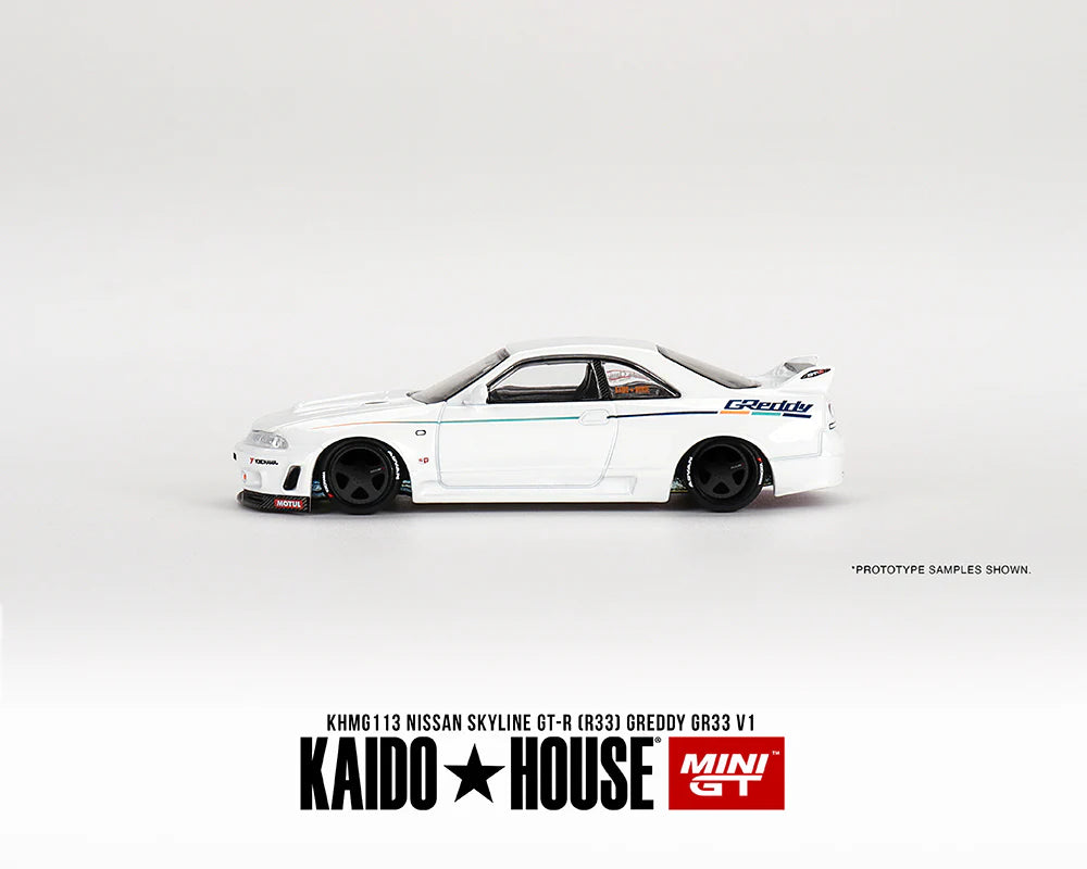 Kaido House x Mini GT 1:64 Nissan Skyline GT-R (R33) Greddy GR33 V1