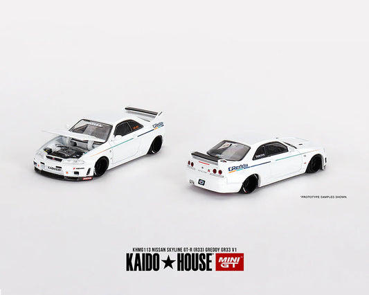 Kaido House x Mini GT 1:64 Nissan Skyline GT-R (R33) Greddy GR33 V1