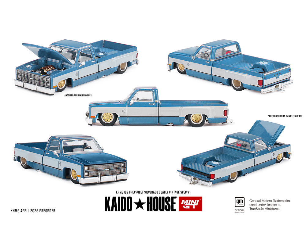 Kaido House + Mini GT 1:64 Chevrolet Silverado Dually Vintage Spec V1 KHMG192-CH (Preorder)