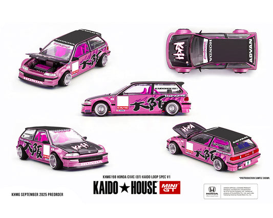 (Preorder) Kaido House x Mini GT 1:64 Honda Civic (EF) Kaido Loop Spec V1 – Pink KHMG198