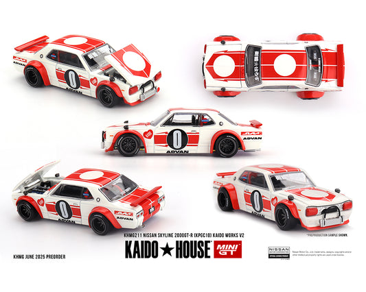 (Preorder) Kaido House x Mini GT 1:64 Nissan Skyline 2000GT-R (KPGC10) Kaido Works V2 – White KHMG211