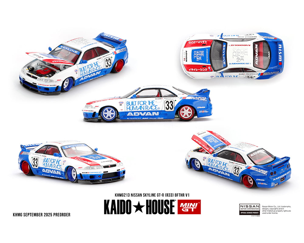 MINIGT 街道ハウス　NISSAN GT-R (BLUE)　チェイス Nissan Skyline R34 GT-R Bayside Blue *CHASE* - Kaido House x