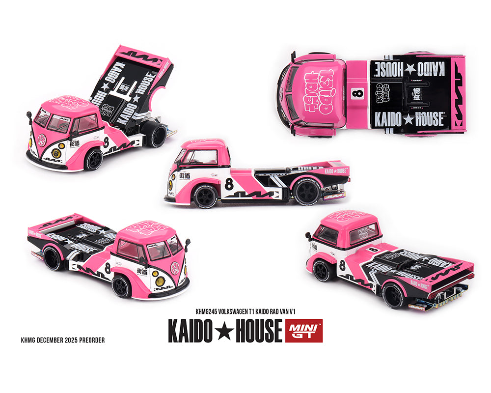 Kaido House x Mini GT 1:64 Volkswagen T1 KAIDO RADVAN V1 – Pink