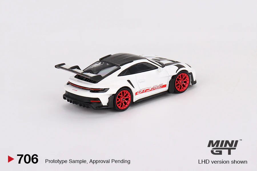 Mini GT 1:64 Porsche 911 (992) GT3 RS Weissach Package – White with Pyro Red MGT00706-MJ