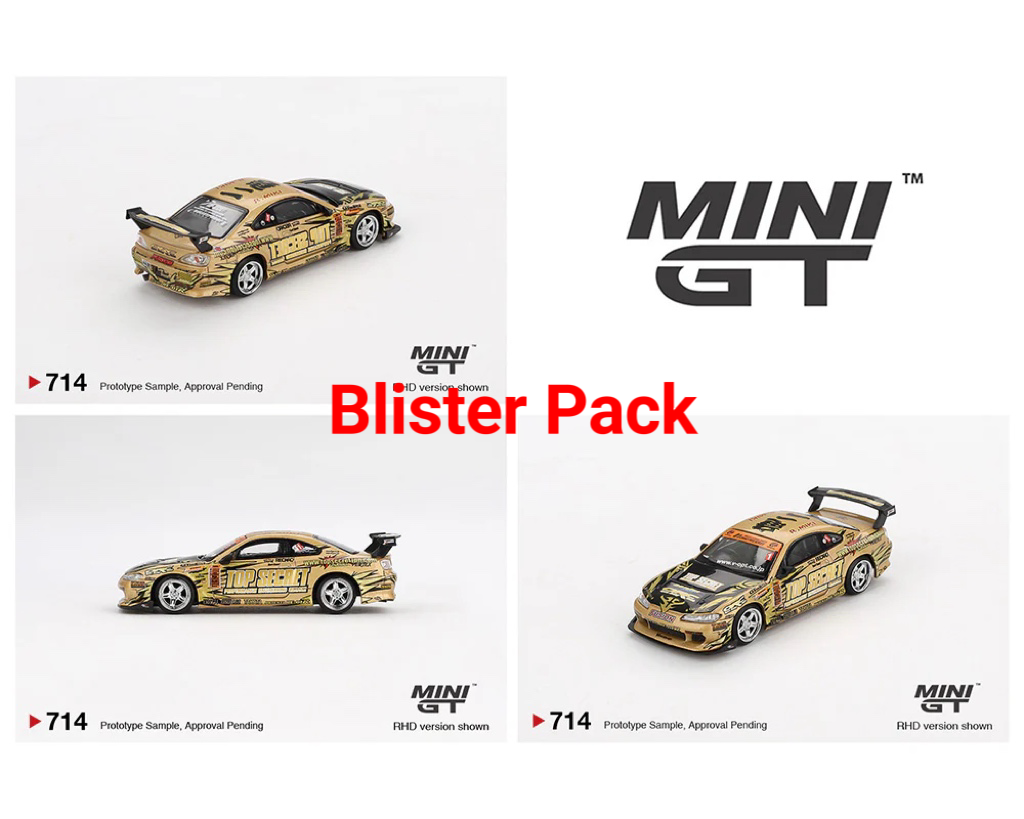 MiniGT 1/64 Silvia (S15) Top Secret D1GP - Gold MGT00714-BL Diecast car model for collectible
