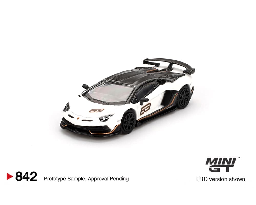 Mini GT 1:64 Lamborghini Aventador SVJ 63 – Bianco Asopo MGT00842-BL