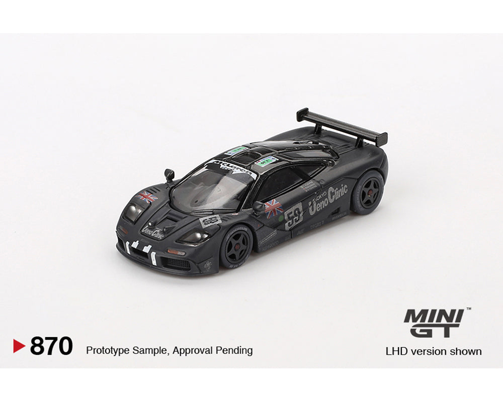 Mini GT 1:64 McLaren F1 GTR #59 1995 Le Mans 24Hr Winner – Post-Race Weathered Matte Black (Preorder)
