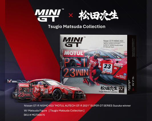 Mini GT 1:64 Nissan GT-R NISMO #23 “MOTUL AUTECH GT-R 2021” SUPER GT SERIES Suzuka winner W/ Matsuda Figure