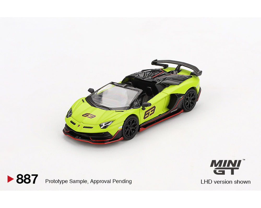 Mini GT 1:64 Lamborghini Aventador SVJ 63 Roadster – Verde Shock MGT00887-BL