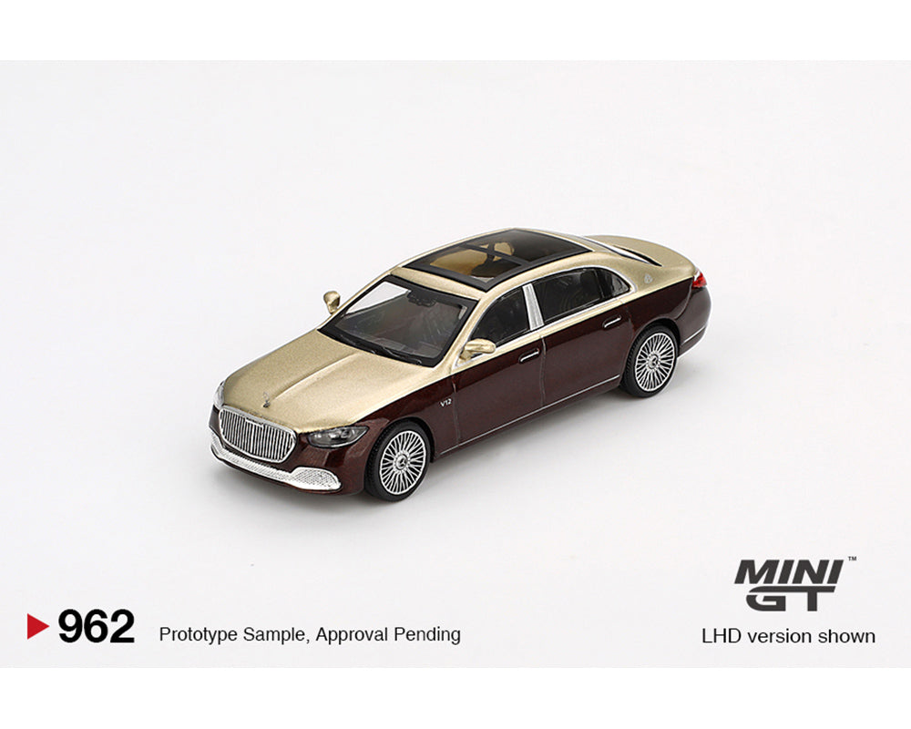 Mini GT 1:64 Mercedes-Maybach S680 – Gold / Dark Red Metallic MGT00962-BL (Preorder)