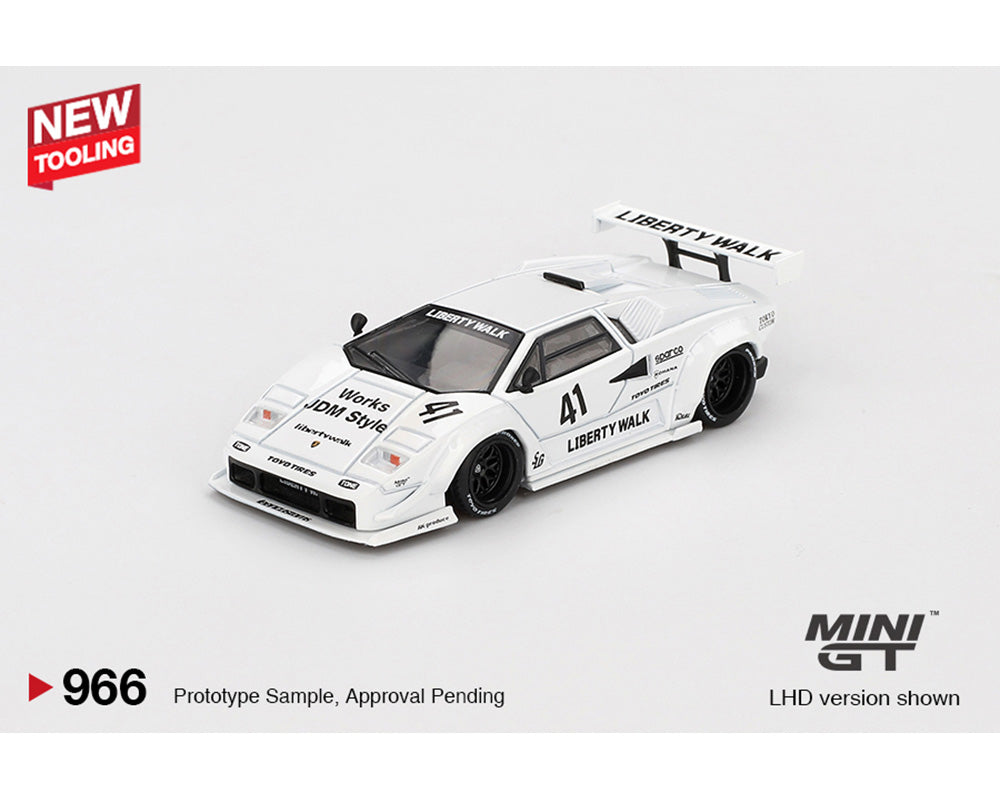 Mini GT 1:64 Lamborghini Countach LB-WORKS – White – 2024 Tokyo Auto Salon MGT00966-BL