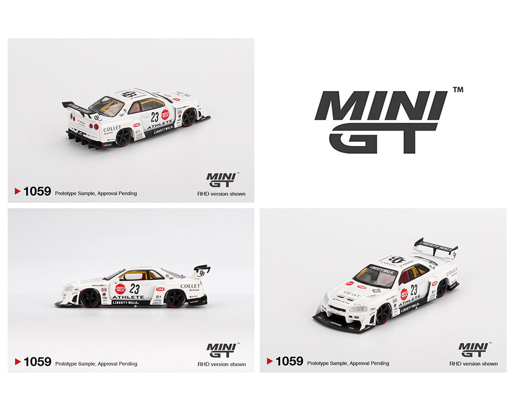 (Preorder) Mini GT 1:64 Nissan LB-ER34 Super Silhouette ATHLETE/COLLET – White MGT01059-BL