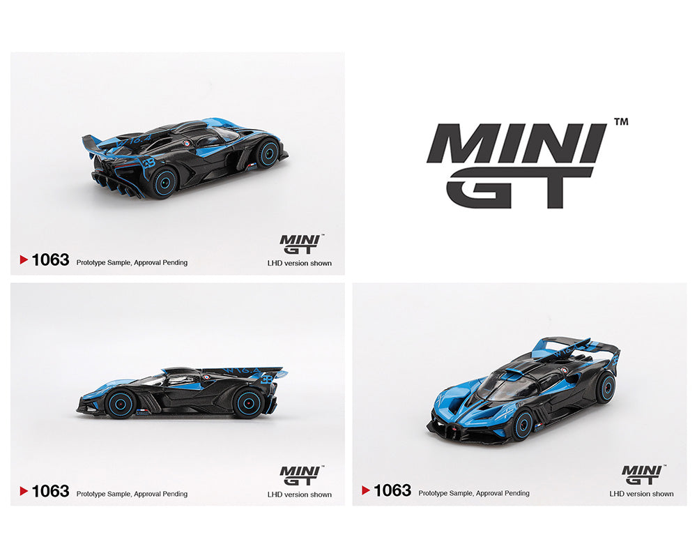 (Preorder) Mini GT 1:64 Bugatti Bolide Presentation – Black Blue MGT01063-BL