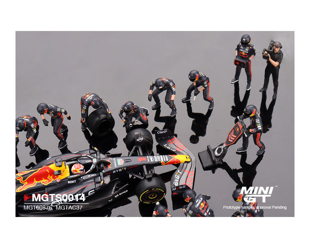 Mini GT 1:64 Oracle Red Bull Racing RB19 #1 Max Verstappen 2023 F1 Japanese Grand Prix Pit Crew Set Limited Edition 5000 Sets (Preorder)