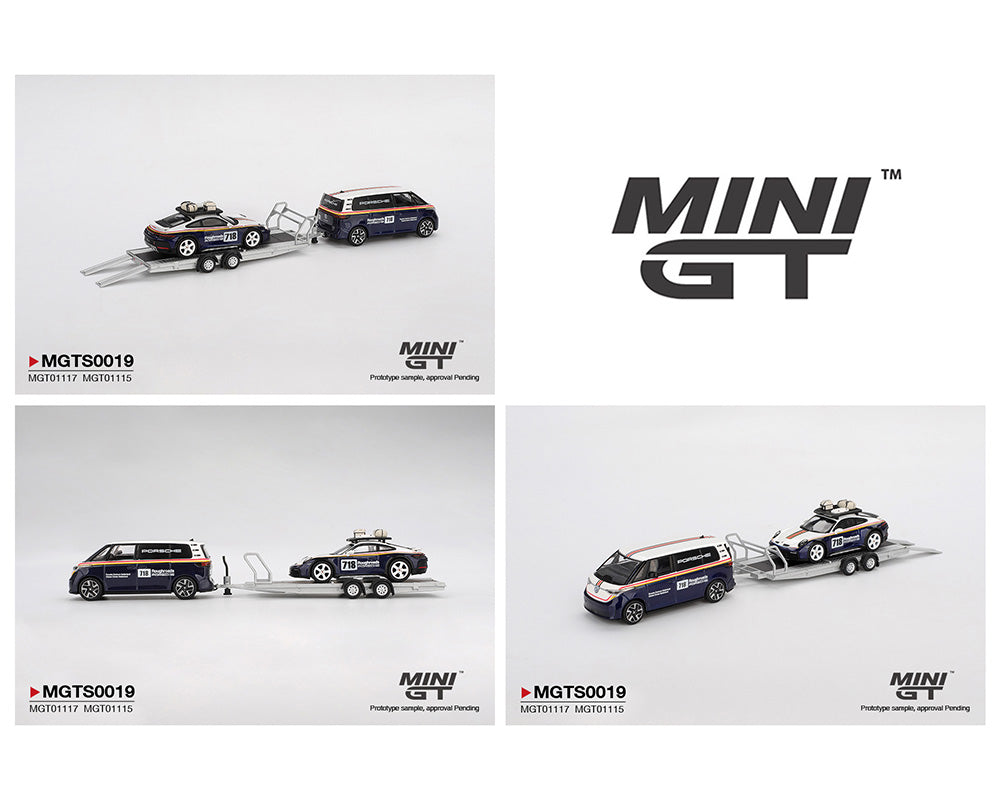 (Preorder) Mini GT 1:64 Porsche 911 Dakar #718 / Volkswagen ID. Buzz Porsche Centrum Gelderland Roughroads Set MGTS0019