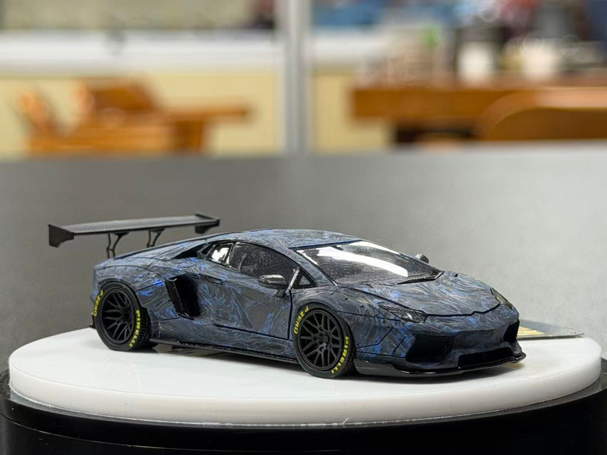 PGM 1:64 Aventador LB700 Blue Real Carbon Fiber Limited Edition