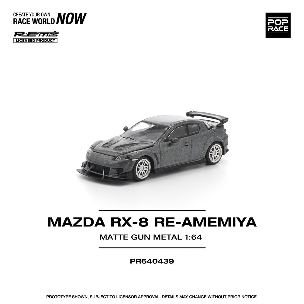 Pop Race 1:64 MAZDA RX-8 RE-AMEMIYA GUN METAL PR640439