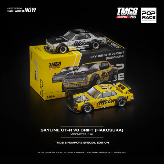 POPRACE 1/64 Nissan Skyline GT-R V8 Drift (Hakosuka) MOONEYES TMCS Singapore Exclusives PR640296