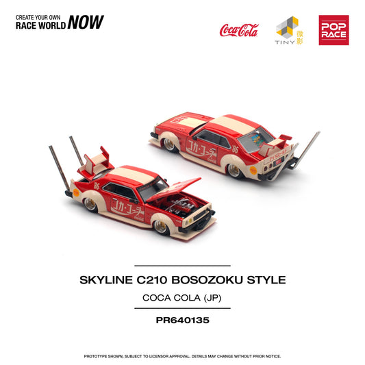 Pop Race 1:64 SKYLINE C210 KAIDO RACER (BOSOZOKU STYLE) - COCA COLA JP PR640135