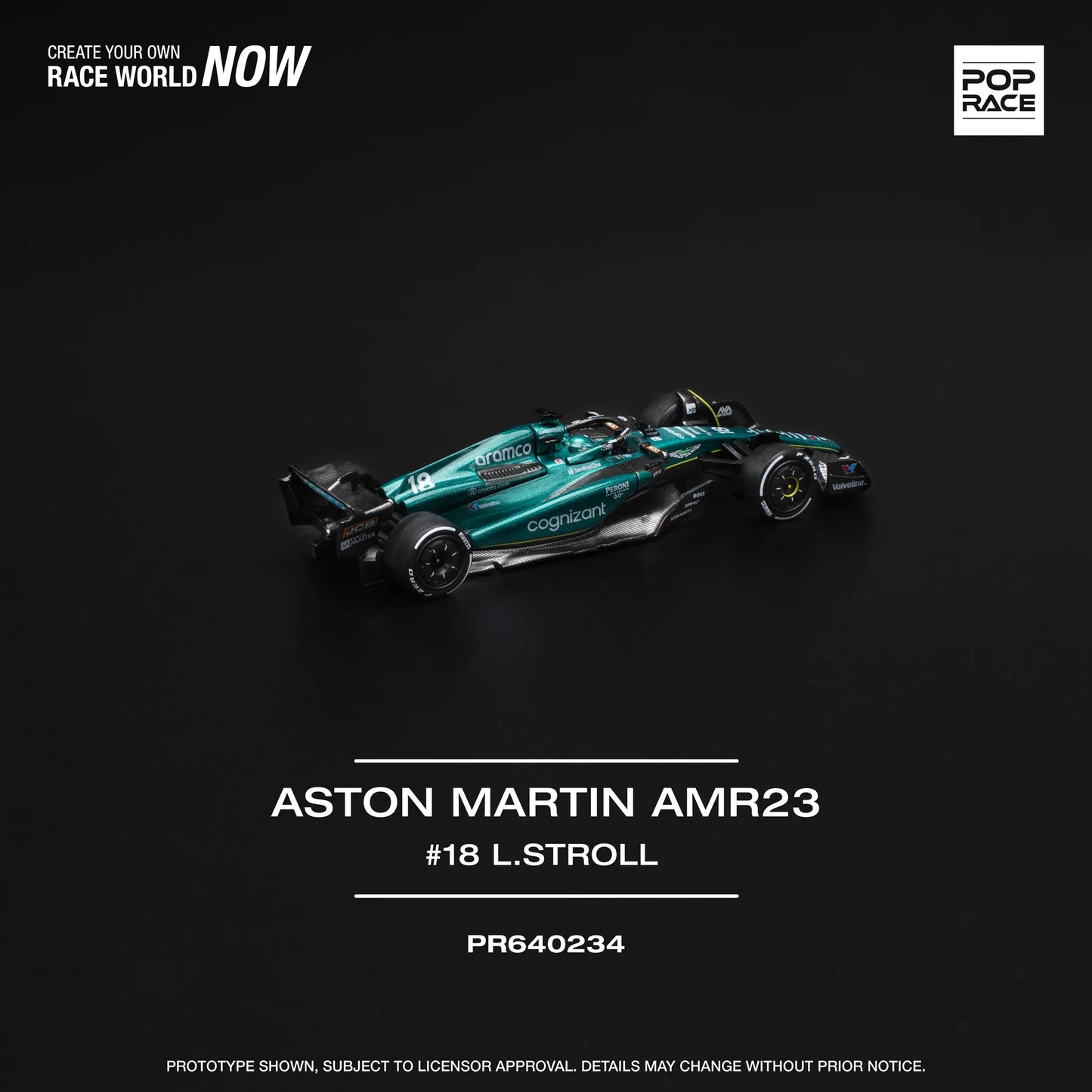 Pop Race 1:64 Aston Martin Amr23 F1 #18 L. STROLL Cyan PR640234