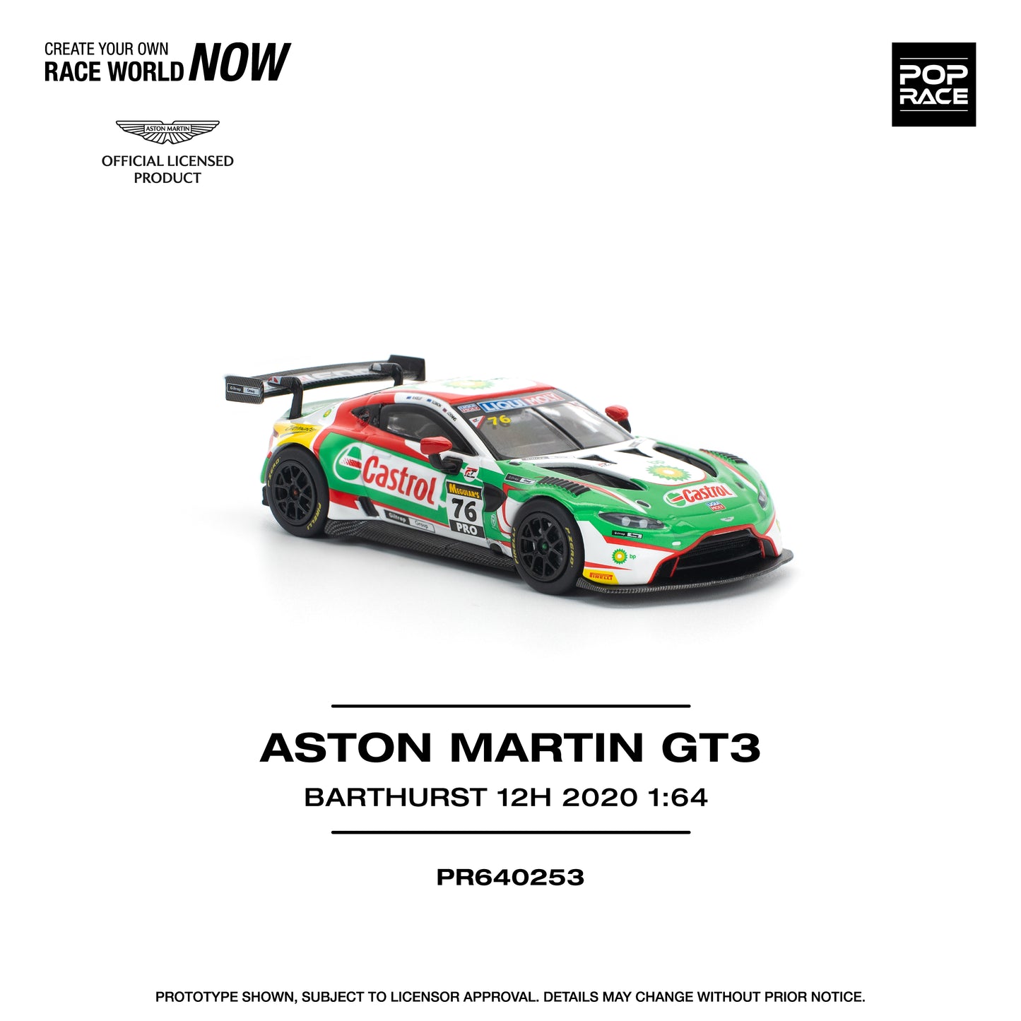 (Preorder) Pop Race 1:64 ASTON MARTIN VANTAGE GT3 BATHURST 12H 2020 PR640253
