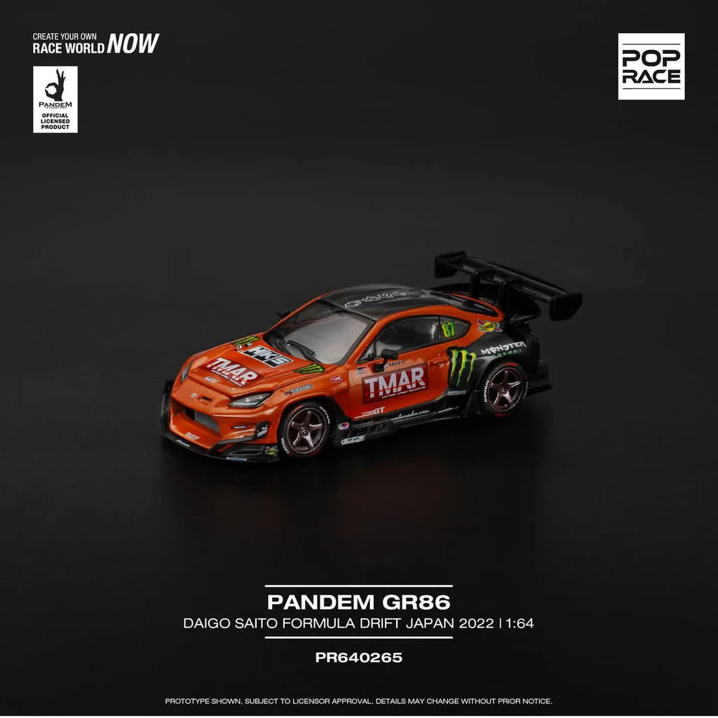 Pop Race 1:64 PANDEM GR86 - DAIGO SAITO FORMULA DRIFT JAPAN 2022 (Preorder)
