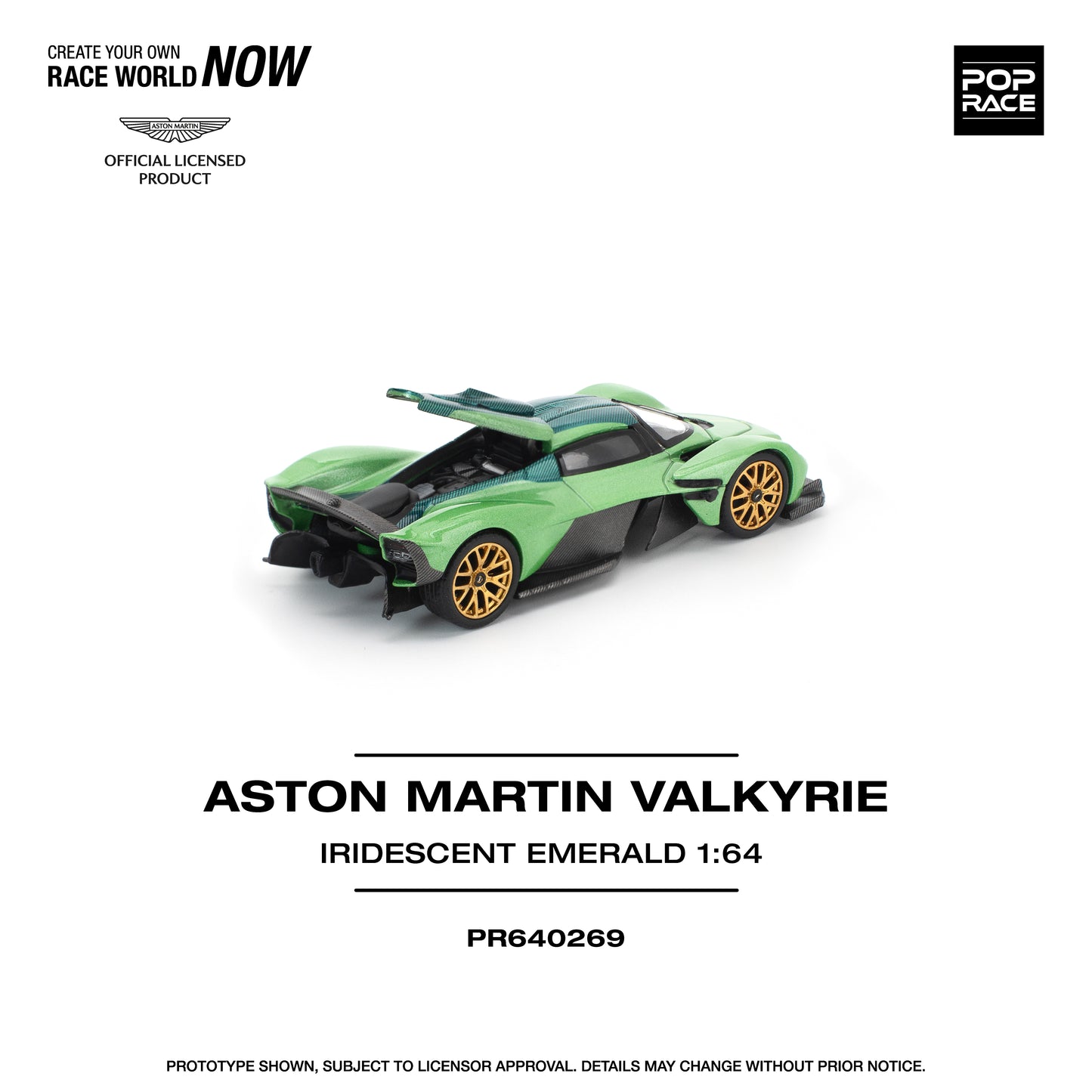 Pop Race 1:64 ASTON MARTIN VALKYRIE IRIDESCENT EMERALD PR640269