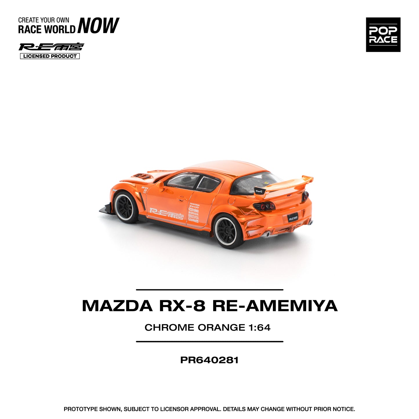 Pop Race 1:64 MAZDA RX-8 RE-AMEMIYA CHROME ORANGE PR640281 (Preorder)