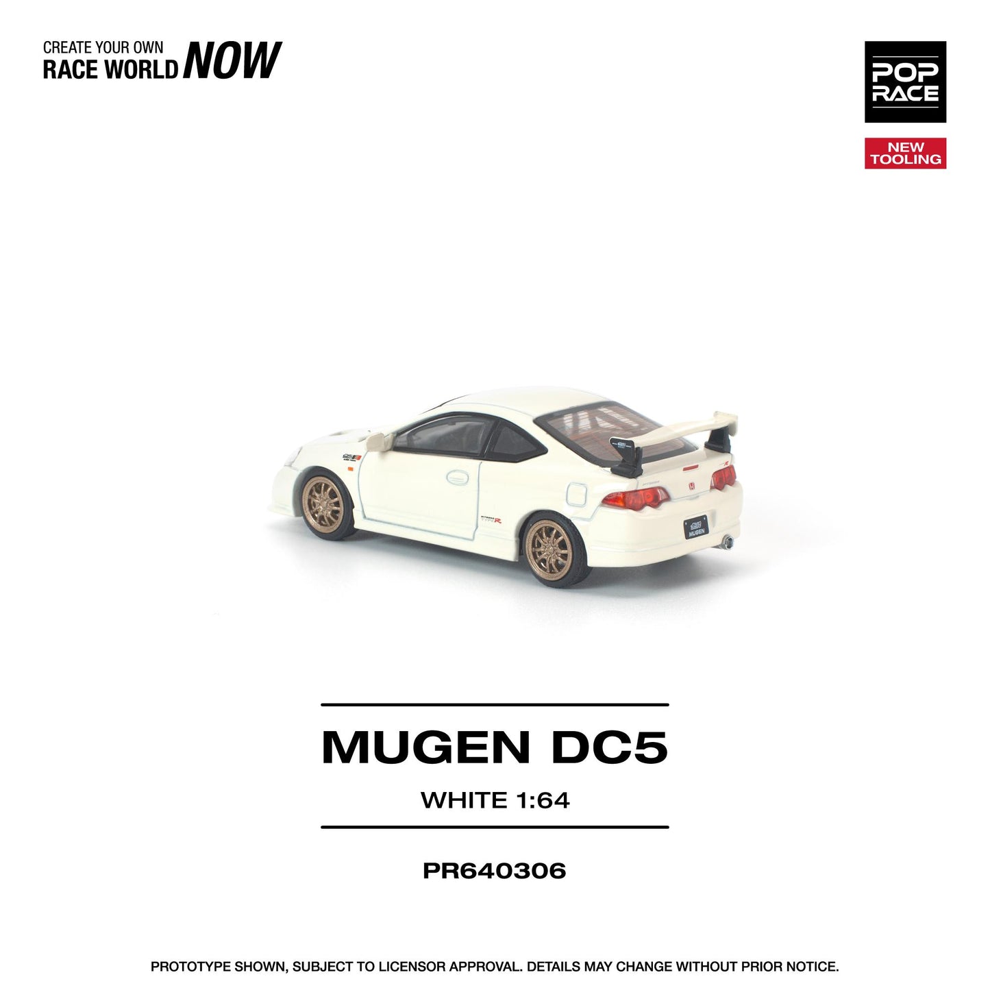 White model car 'Mugen DC5' on a white background with branding text.