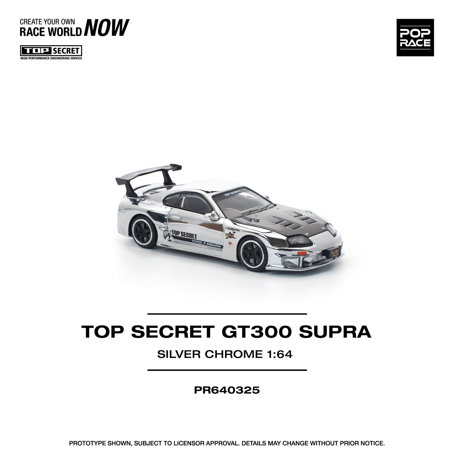 (Preorder) Pop Race 1:64 TOP SECRET GT300 SUPRA - SILVER CHROME PR640325