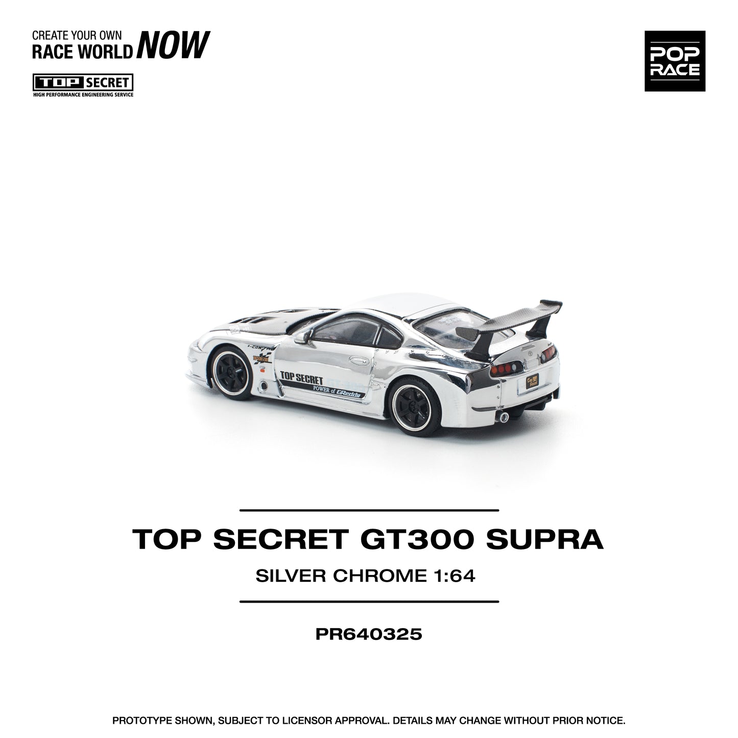 (Preorder) Pop Race 1:64 TOP SECRET GT300 SUPRA - SILVER CHROME PR640325