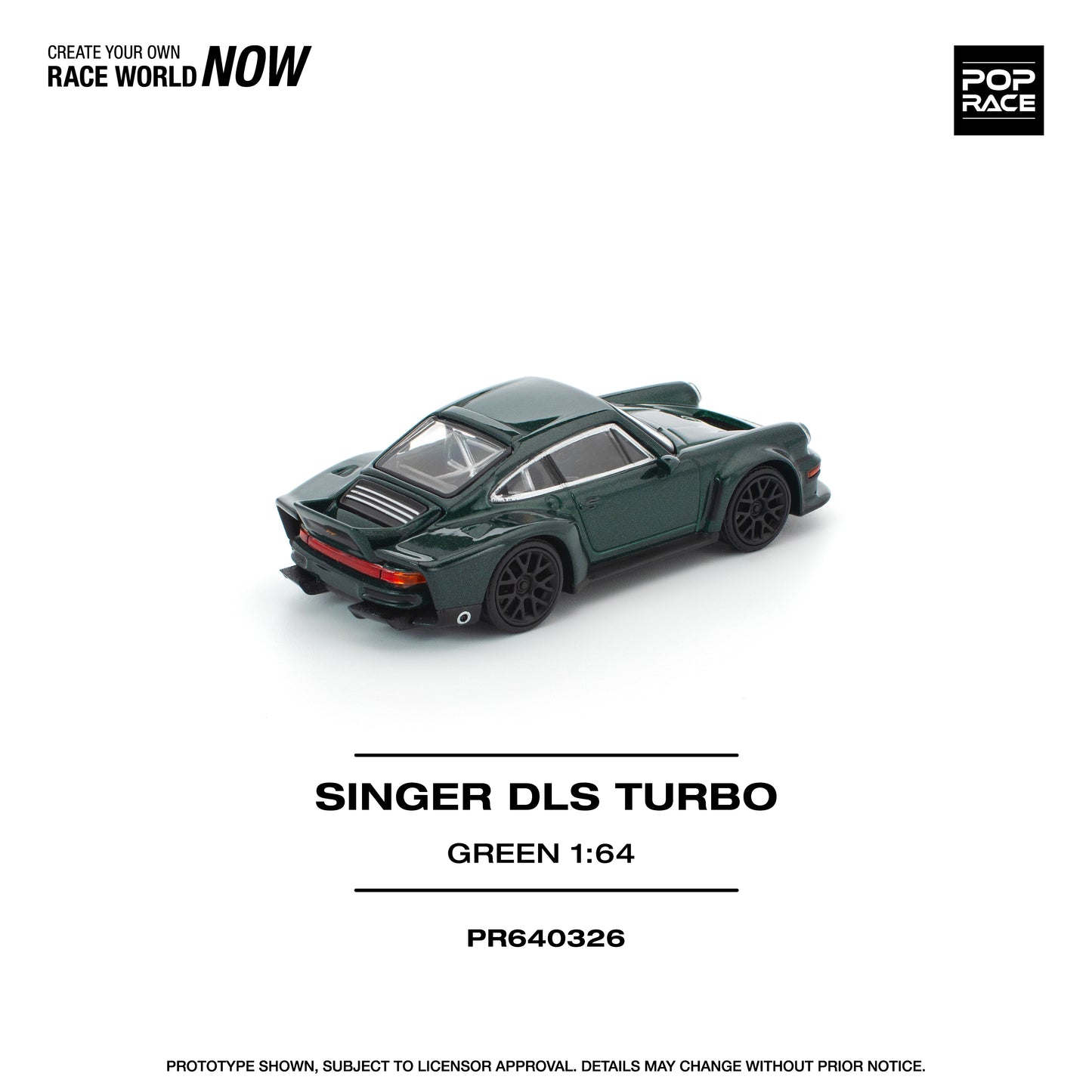Pop Race 1:64 SINGER DLS TURBO (ROAD) GREEN PR640326 (Preorder)