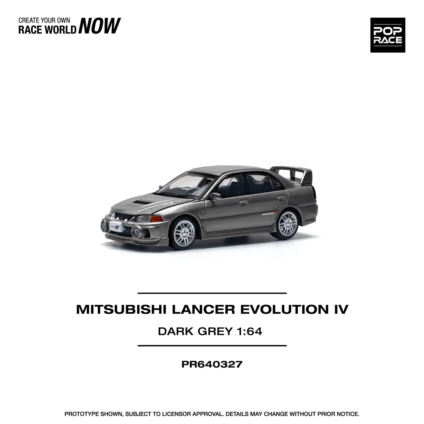 Pop Race 1:64 MITSUBISHI LANCER EVOLUTION IV DARK GREY PR640327 (Preorder)