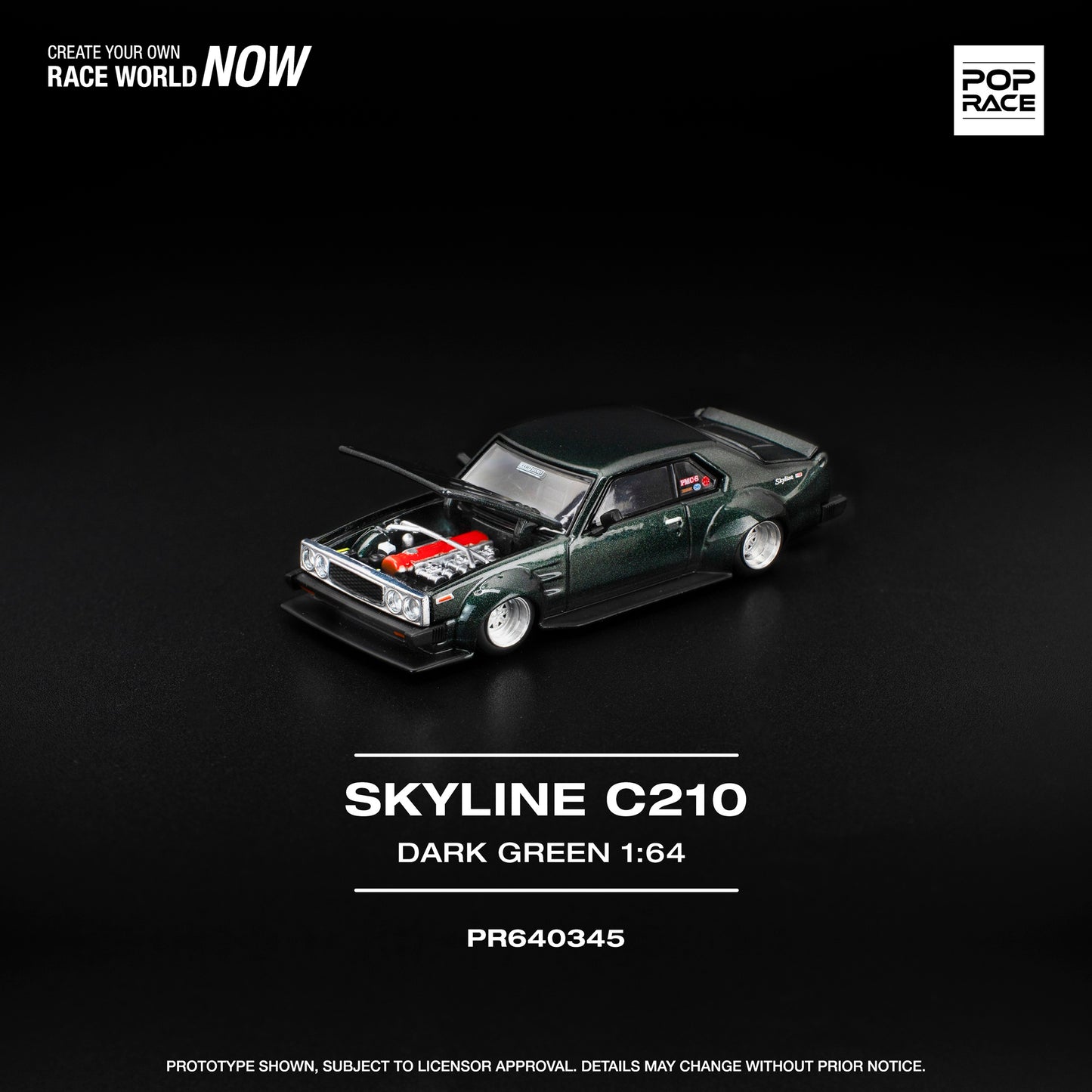 Pop Race 1:64 SKYLINE C210 DARK GREEN PR640345