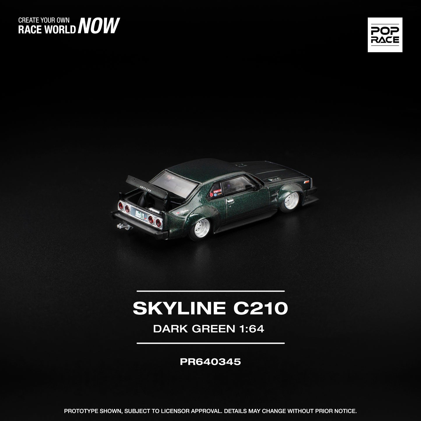 Pop Race 1:64 SKYLINE C210 DARK GREEN PR640345