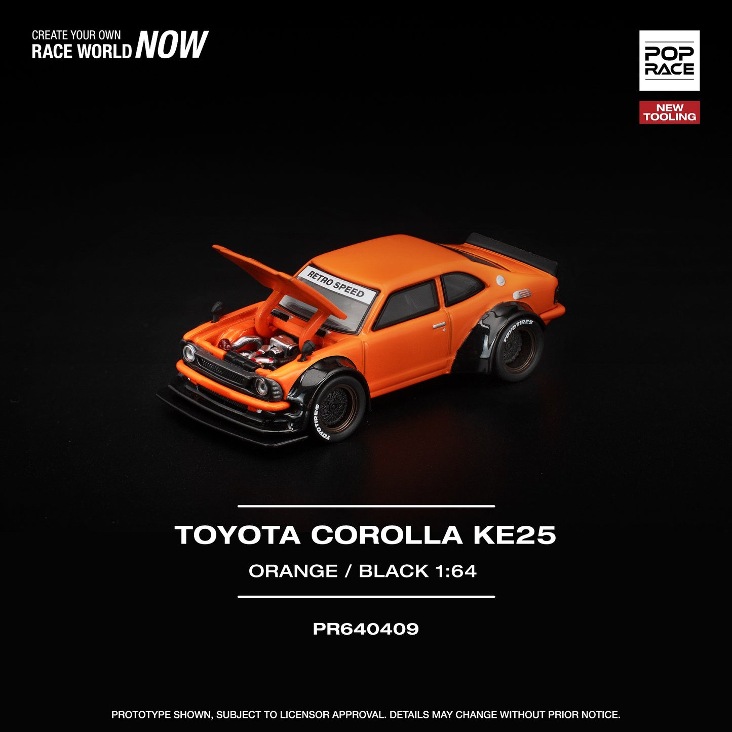 (Preorder) Pop Race 1:64 TOYOTA COROLLA KE25 ORANGE PR640409