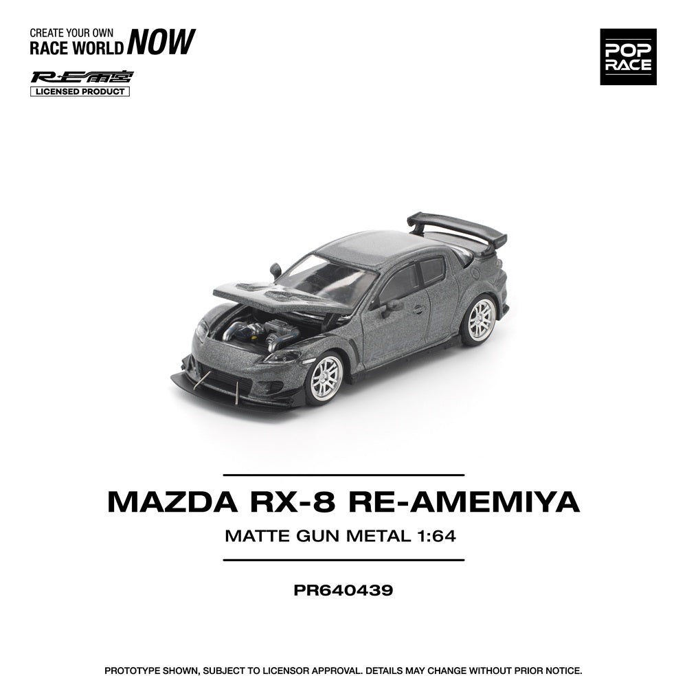 (Preorder) Pop Race 1:64 MAZDA RX-8 RE-AMEMIYA GUN METAL PR640439