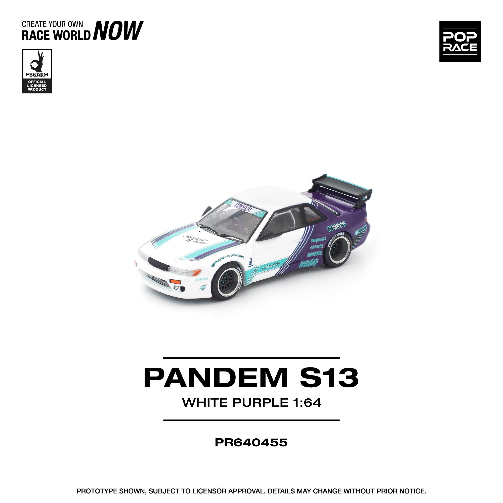 Preorder) Pop Race 1:64 PANDEM S13 WHITE PURPLE PR640455 – CarBro MC