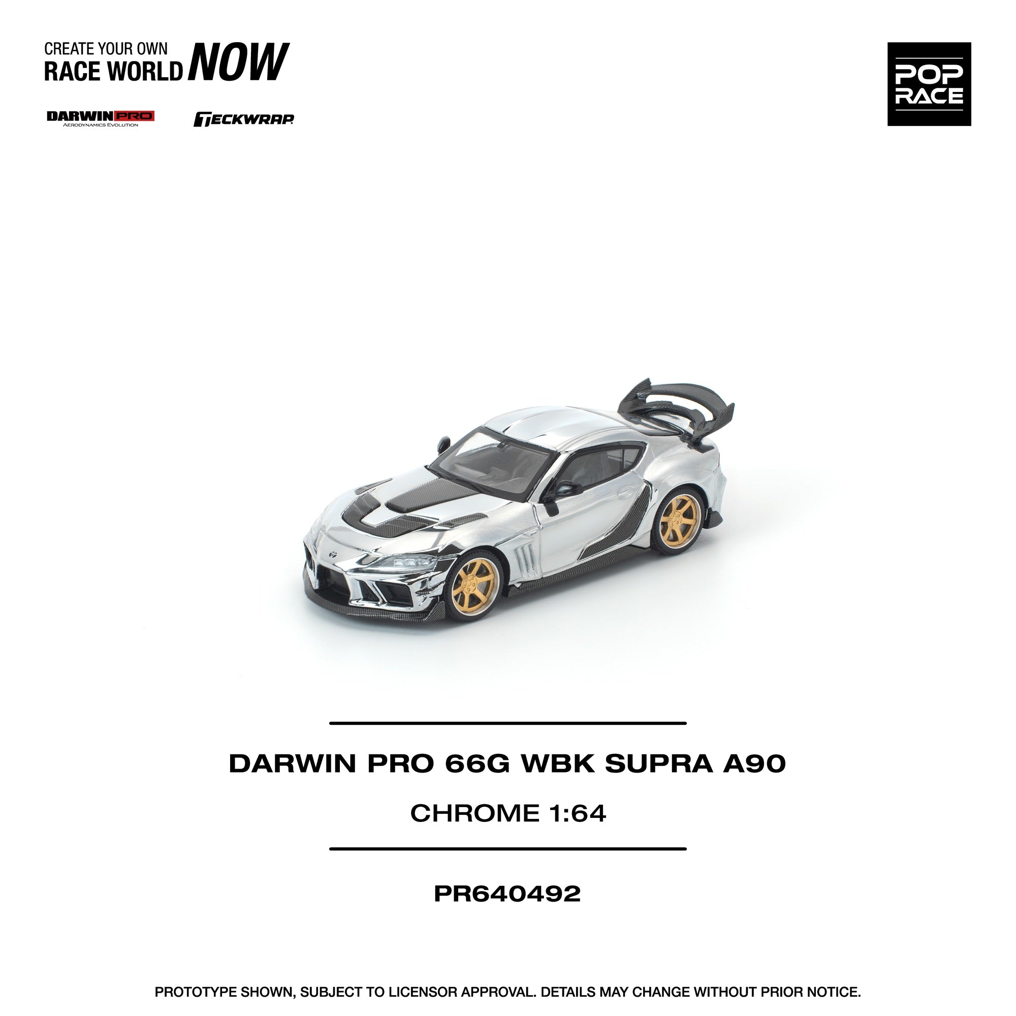 Pop Race 1:64 DARWIN PRO 66G WBK SUPRA A90 SILVER CHROME PR640492