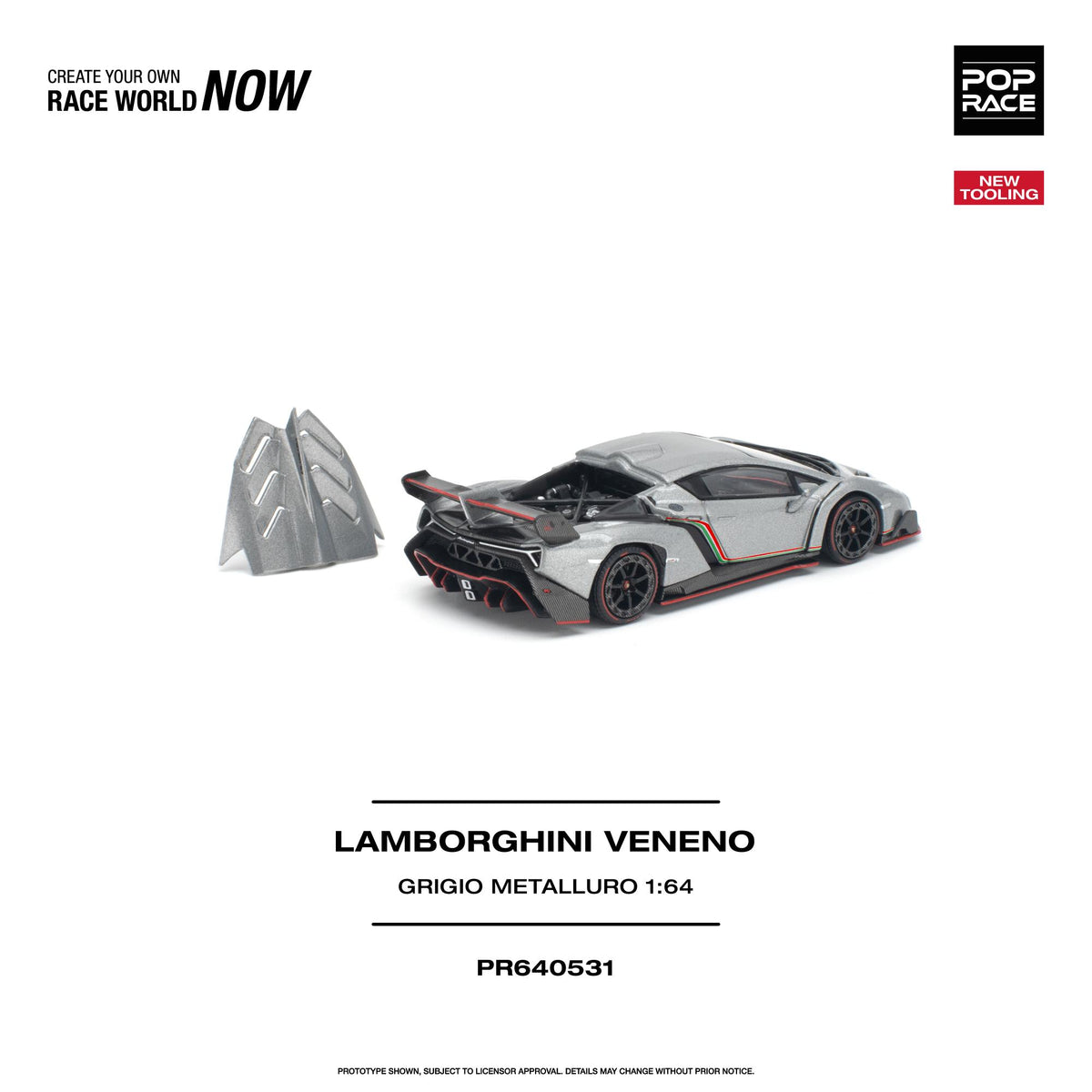 (Preorder) Pop Race 1:64 LAMBORGHINI VENENO GRIGIO METALLURO PR640531