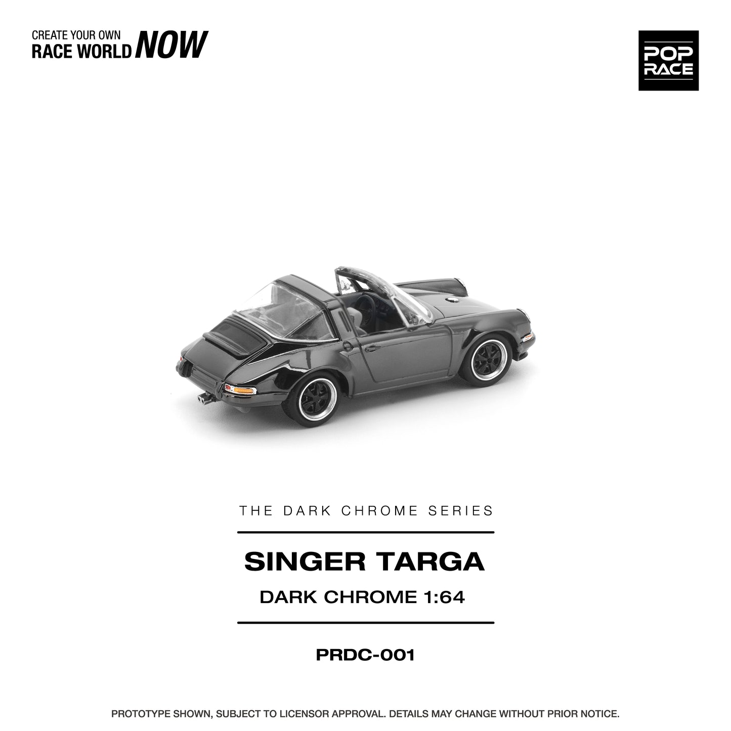 (Preorder) Pop Race 1:64 PRDC001 SINGER TARGA DARK CHROME PRDC001